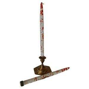 Vintage Pair of Lucite Acrylic Candlesticks Candles Clear With Copper Flakes MCM